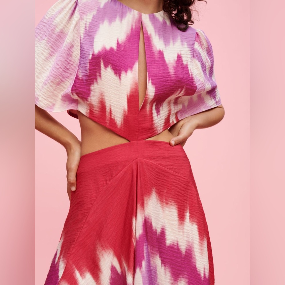 NWT MAJE Tie and Dye asymmetrical scarf dress DRESS 42
